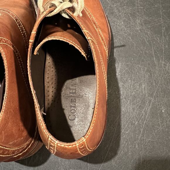 Cole Haan Drake Shoes Mens 8 Medium Brown Leather Oxford Brogue Dress Lace Up - Picture 9 of 11